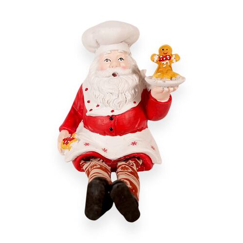 Figura Decorativa Santa Claus Chef con Galleta 18*9*6 cm Home Nature