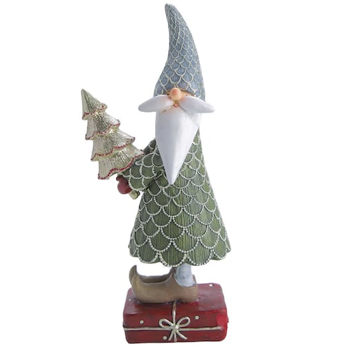 Figura Decorativa Edición Navidad Santa Claus 28 cm y Árbol de Navidad Dorado Running Decora