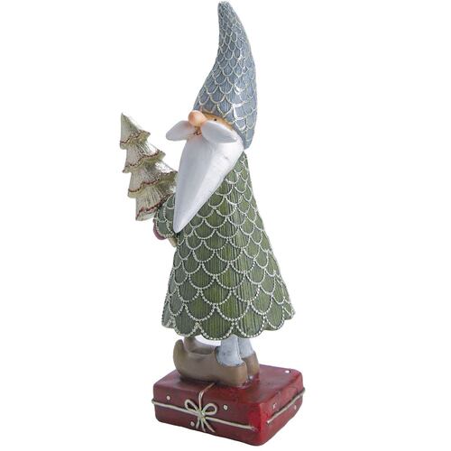 Figura Decorativa Edición Navidad Santa Claus 28 cm y Árbol de Navidad Dorado Running Decora