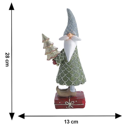 Figura Decorativa Edición Navidad Santa Claus 28 cm y Árbol de Navidad Dorado Running Decora