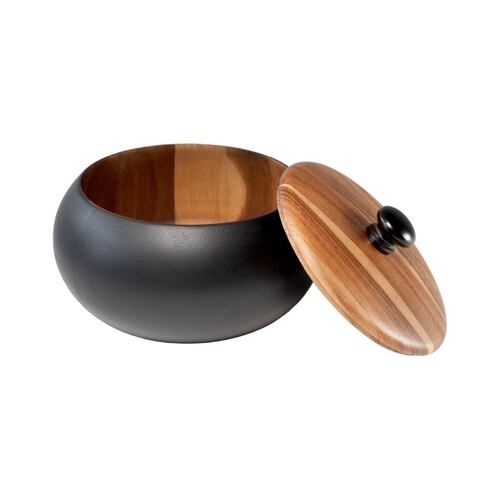 Recipiente Grande con Tapa Home Nature Diseño Moderno en Madera 12.5*20*20 cm