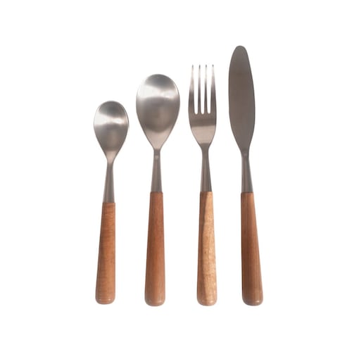 Juego de 16 Cubiertos con Mango de Madera Home Nature
