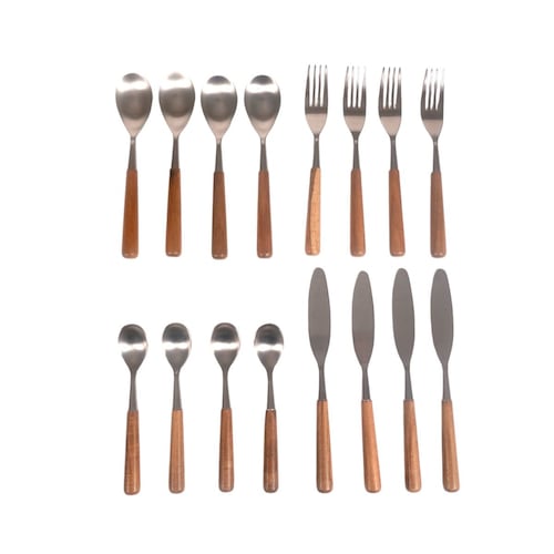 Juego de 16 Cubiertos con Mango de Madera Home Nature