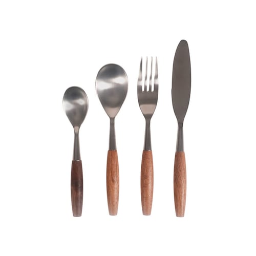 Juego de 16 Cubiertos con Mango de Madera Home Nature