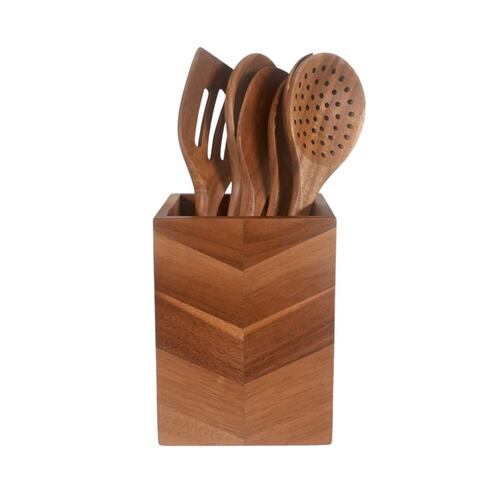 Juego de 6 Utensilios de Madera de Acacio con Base Home Nature
