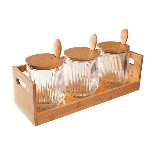 Juego de 3 Contenedores de Videio con Tapa y Cuchara Home Nature