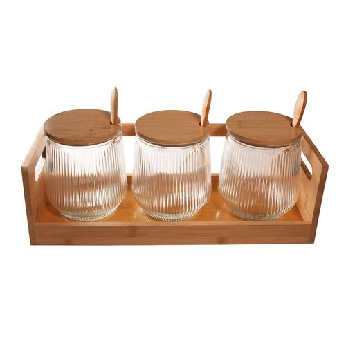Juego de 3 Contenedores de Videio con Tapa y Cuchara Home Nature