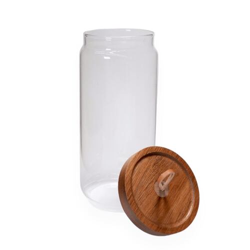Contenedor Lara Grande de Vidrio de borosilicato  con Tapa de Madera Home Nature