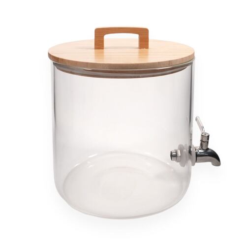Dispensador Ane de Vidrio de Borosilicato  con Tapa de Madera Home Nature