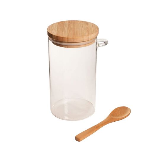 Recipiente Litus Grande de Vidrio de borosilicato  con Cuchara y Tapa de Madera Home Nature