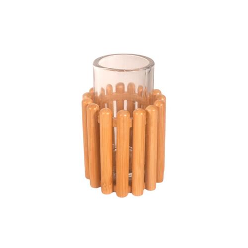 Juego de Baño Mia 2 Piezas de Madera, Vaso y Dispensador Home Nature