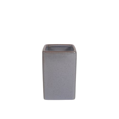 Juego de Baño Dai 3 Piezas de Cerámica Color Gris y Madera, Vaso, Dispensador y Bandeja Home Nature