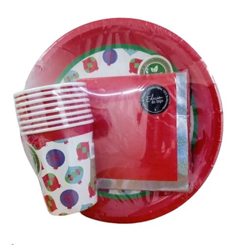 Kit Vasos Platos Desechables para Fiesta Edición Navidad Nico