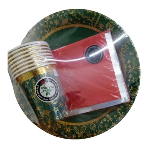 Kit Vasos Platos Desechables para Fiesta Edición Navidad Nico