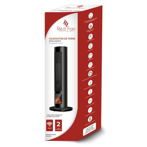 Calefactor Torre 24" Wifi Inteligente Smart Mome Flama Red Fan
