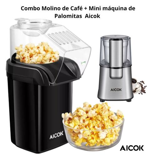Set Mini Maquina de Palomitas + Molino Eléctrico de Café Aicok