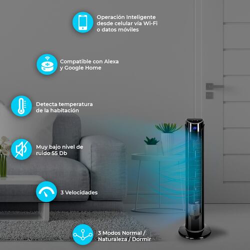 Set de 2 Ventiladores de Torre BLUE FAN de 33 Pulgadas 3 Velocidades con Wifi