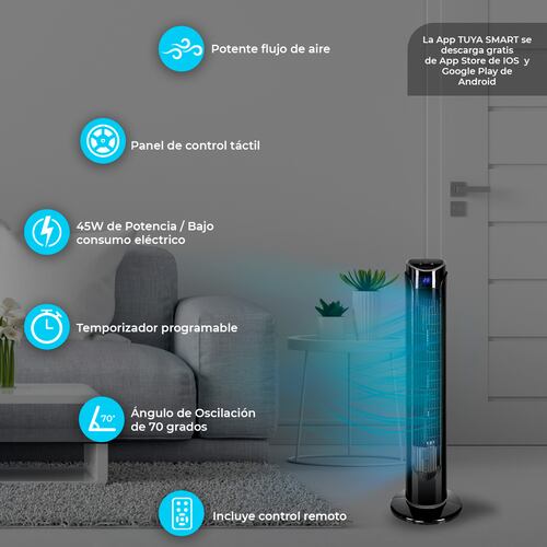 Set de 2 Ventiladores de Torre BLUE FAN de 33 Pulgadas 3 Velocidades con Wifi