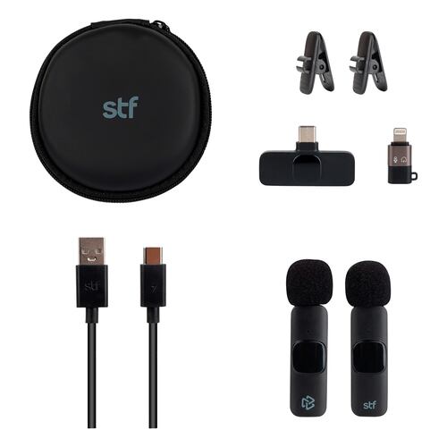 Set de 2 Micrófonos Inalámbricos tipo C/Lightning con Estuche