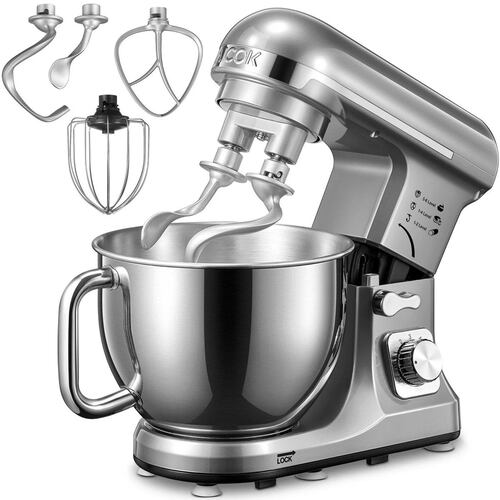 Batidora de pedestal doble brazo plata Aicok MK-37