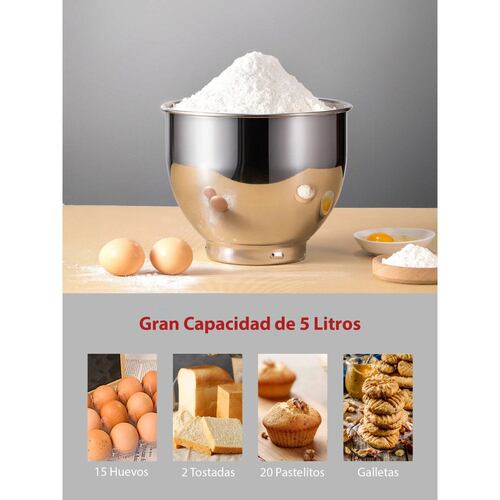 Batidora de pedestal doble brazo plata Aicok MK-37
