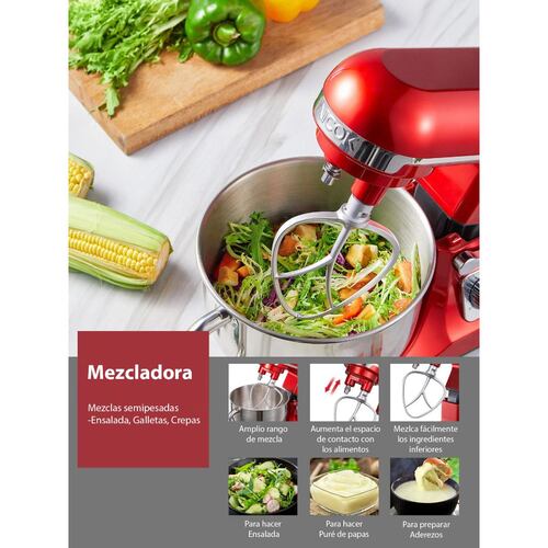 Batidora de pedestal Aicok doble brazo roja