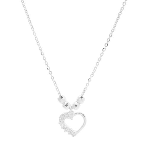 Collar Corazón Mitad Zircornias Plata .925 D´Villalpando
