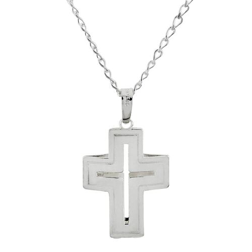 Cadena Dvillalpando Con Cruz Cuadrada Plata .925