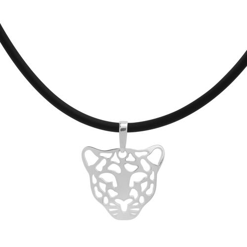 Collar Dije Jaguar Plata.925 y Caucho DVillalpando