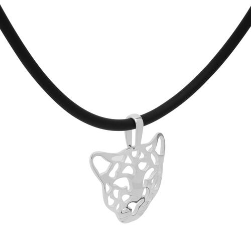 Collar Dije Jaguar Plata.925 y Caucho DVillalpando