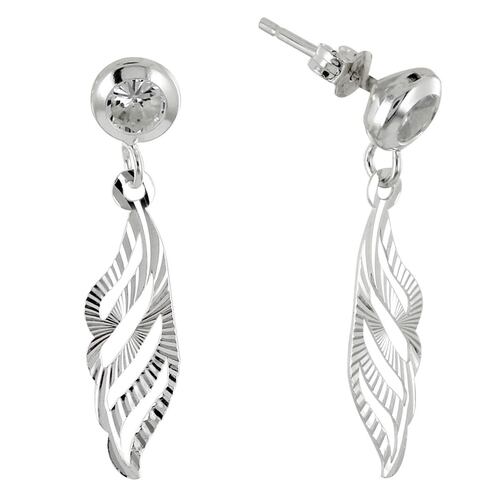 Arete Alas Espiral Laminado Diamantado  Plata, Aretes, Spiral Laminado, Villalpando