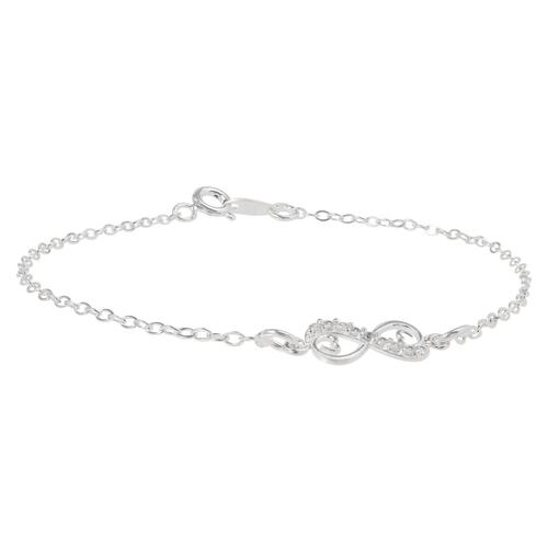 Pulsera Infinito Con Corazones Y Línea De Zirconias. Plata, Pulsera, Infinito Con Corazones Y Línea De Zirconias, Villalpando