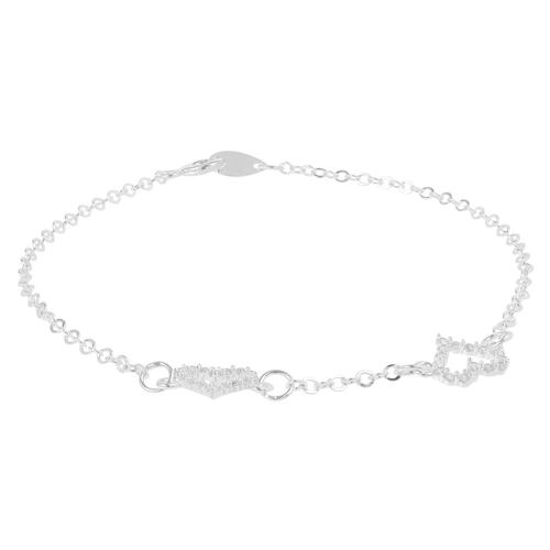 Pulsera 2 Corazones De Zirconias. Plata, Pulsera, 2 Corazones De Zirconias, Villalpando