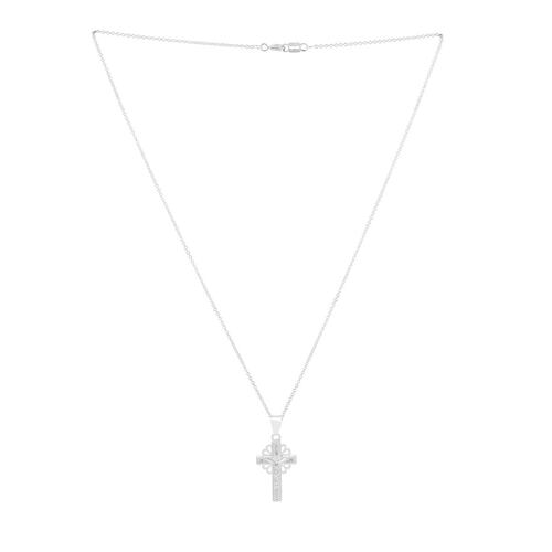 Cadena Cruz de Zirconias Resplandor de Pétalos Calados Plata .925 Villalpando