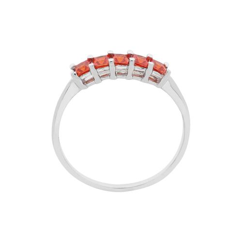 Anillo 5 Zirconias Cuadradas Naranjas Plata .925 Villalpando