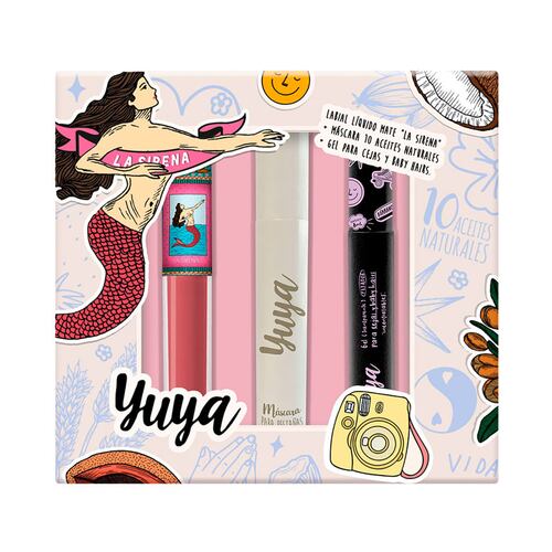 Set Yuya Mascara de pestañas 10 aceites + labial sirena + gel de cejas