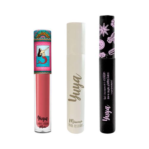 Set Yuya Mascara de pestañas 10 aceites + labial sirena + gel de cejas
