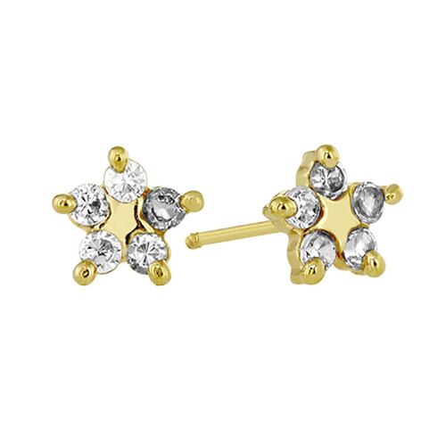 Broquel Oro 14K Flor Centro Estrella