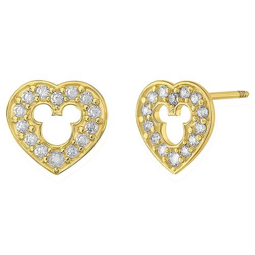 Broquel Corazón con Silueta al Centro Oro 14K Disney