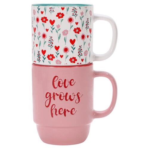 Set de 2 tazas apilables de ceramica 415ml + Bolsa de galletas de 62gr. CROWN BACCARA