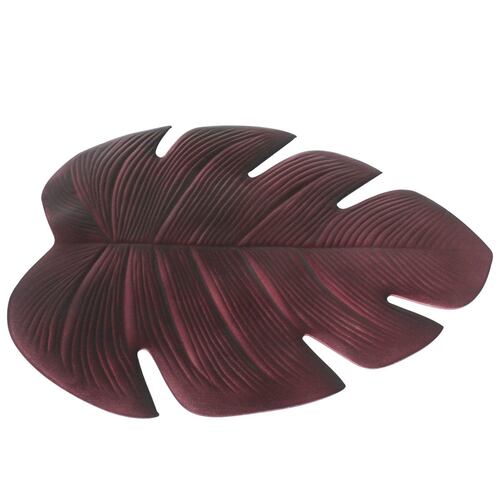 Set de 4 manteles tipo hoja, color vino, marca CROWN BACCARA