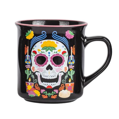 Taza Porcelana 410 ml Diseño Calavera Día de Muertos Baccara