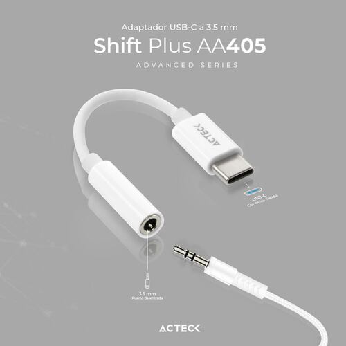 Adaptador USB C Jack 3.5 mm Shift Plus Acteck AA405