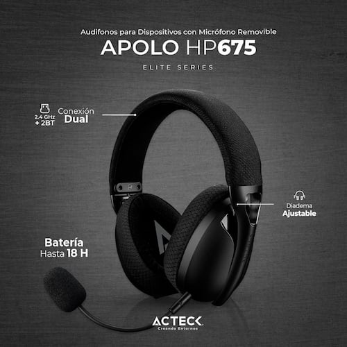 Audífonos Apolo HP677 Diadema Bluetooth Negro