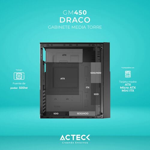 Gabinete Media Torre Draco Acteck GM450