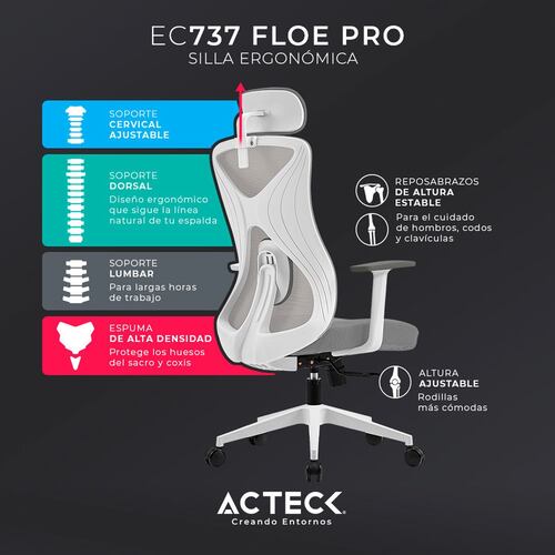 Silla Acteck ergonómica Floe Pro EC737