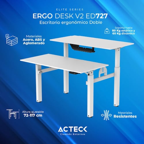 Escritorio Acteck ergonómico Doble Ergo Desk V2 ED727