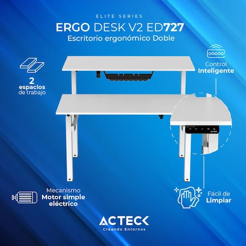 Escritorio Acteck ergonómico Doble Ergo Desk V2 ED727