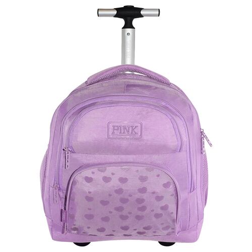 Mochila Porta Laptop Rodante Lila Pink Label
