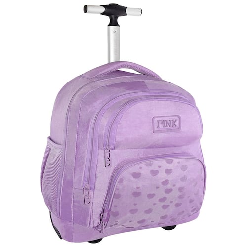 Mochila Porta Laptop Rodante Lila Pink Label